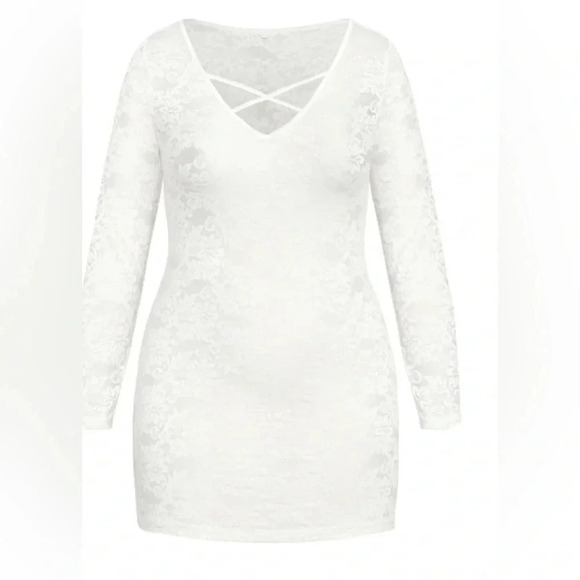 Sheer Lace Chemise, Ivory, Plus  14, Same size as model - Picture 4 of 6